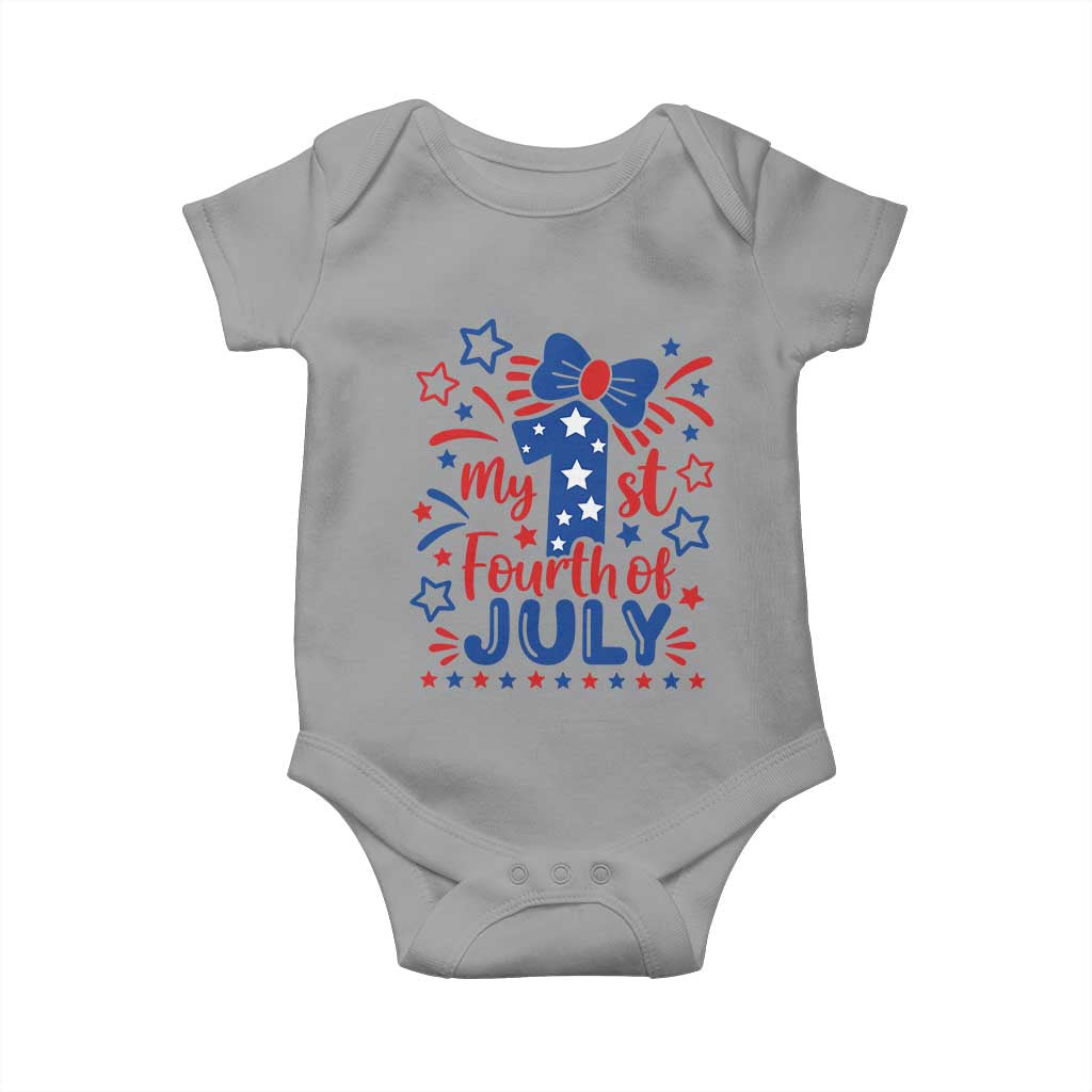 My 1st Fourth of July Patriotic Star Bow Baby Onesie Number One Festive Holiday Independence Milestone