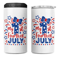 My 1st Fourth of July Patriotic Star Bow 4 in 1 Can Cooler Tumbler Number One Festive Holiday Independence Milestone