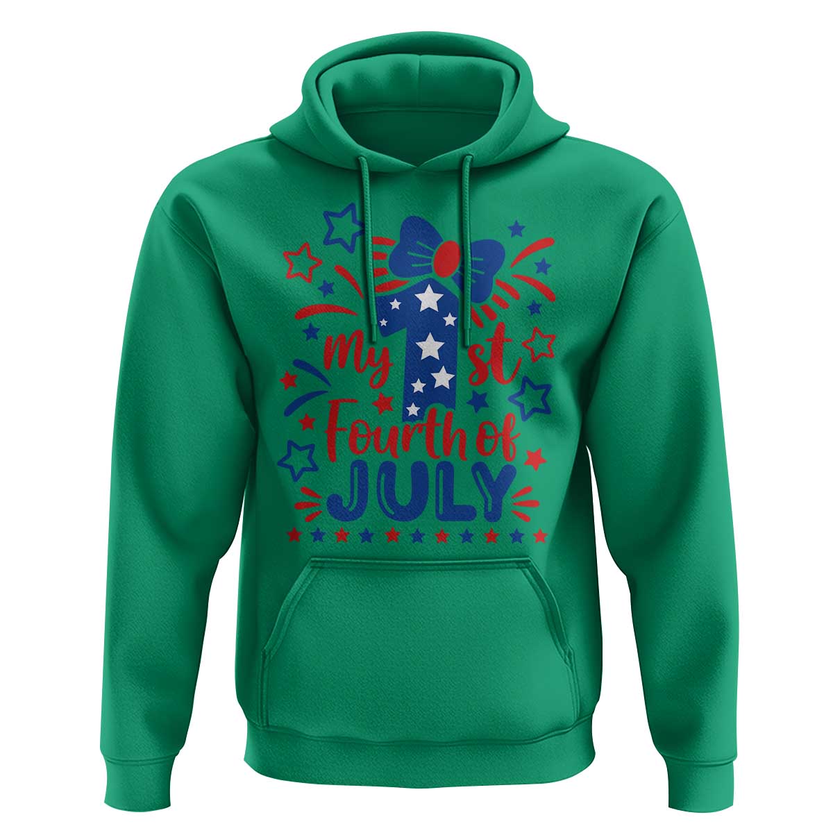My 1st Fourth of July Patriotic Star Bow Hoodie Number One Festive Holiday Independence Milestone
