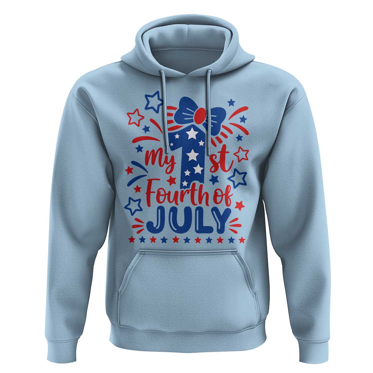 My 1st Fourth of July Patriotic Star Bow Hoodie Number One Festive Holiday Independence Milestone