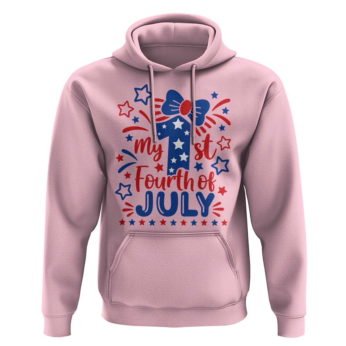 My 1st Fourth of July Patriotic Star Bow Hoodie Number One Festive Holiday Independence Milestone