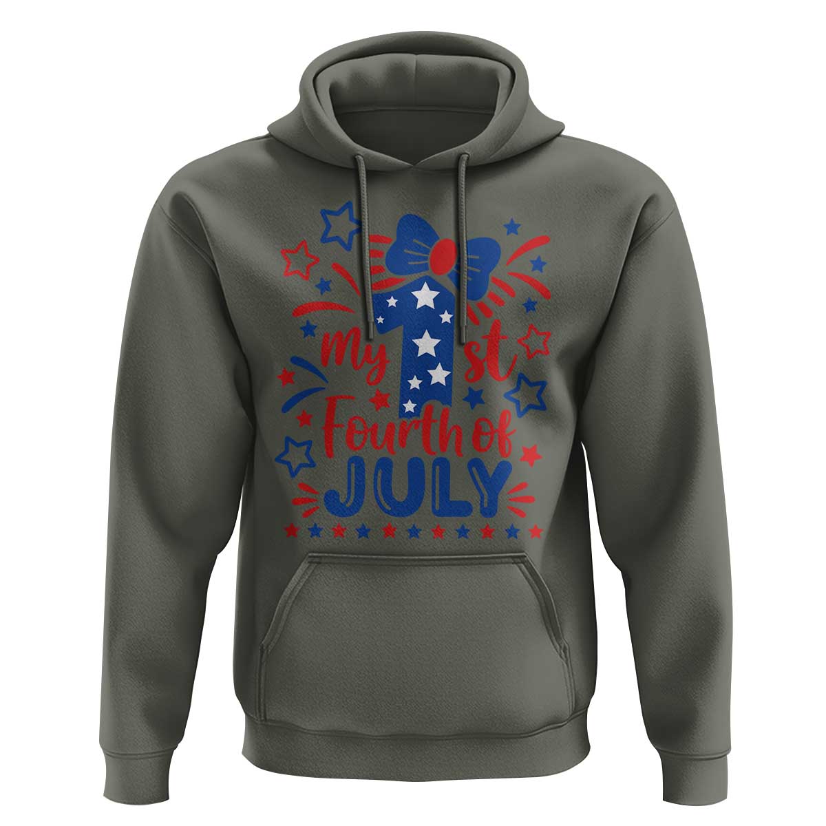 My 1st Fourth of July Patriotic Star Bow Hoodie Number One Festive Holiday Independence Milestone