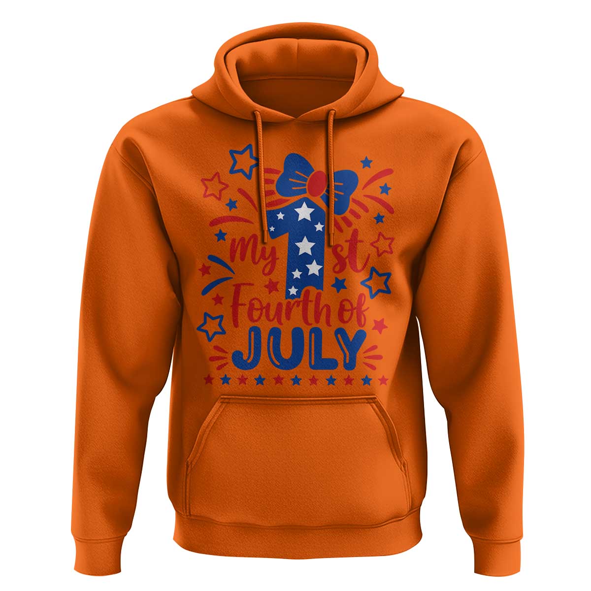 My 1st Fourth of July Patriotic Star Bow Hoodie Number One Festive Holiday Independence Milestone
