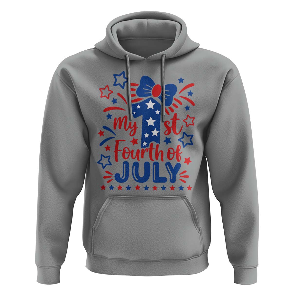 My 1st Fourth of July Patriotic Star Bow Hoodie Number One Festive Holiday Independence Milestone