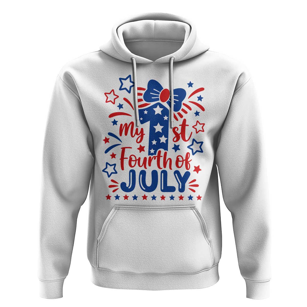 My 1st Fourth of July Patriotic Star Bow Hoodie Number One Festive Holiday Independence Milestone