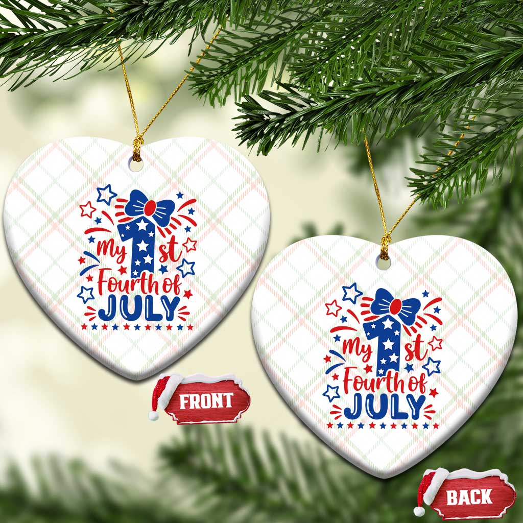 My 1st Fourth of July Patriotic Star Bow Ceramic Ornament Number One Festive Holiday Independence Milestone