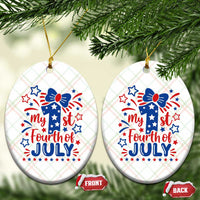 My 1st Fourth of July Patriotic Star Bow Ceramic Ornament Number One Festive Holiday Independence Milestone