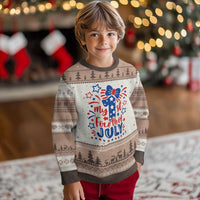 My 1st Fourth of July Patriotic Star Bow Ugly Christmas Sweater Number One Festive Holiday Independence Milestone