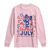 My 1st Fourth of July Patriotic Star Bow Long Sleeve Shirt Number One Festive Holiday Independence Milestone