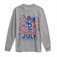My 1st Fourth of July Patriotic Star Bow Long Sleeve Shirt Number One Festive Holiday Independence Milestone