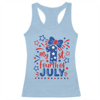 My 1st Fourth of July Patriotic Star Bow Racerback Tank Top Number One Festive Holiday Independence Milestone