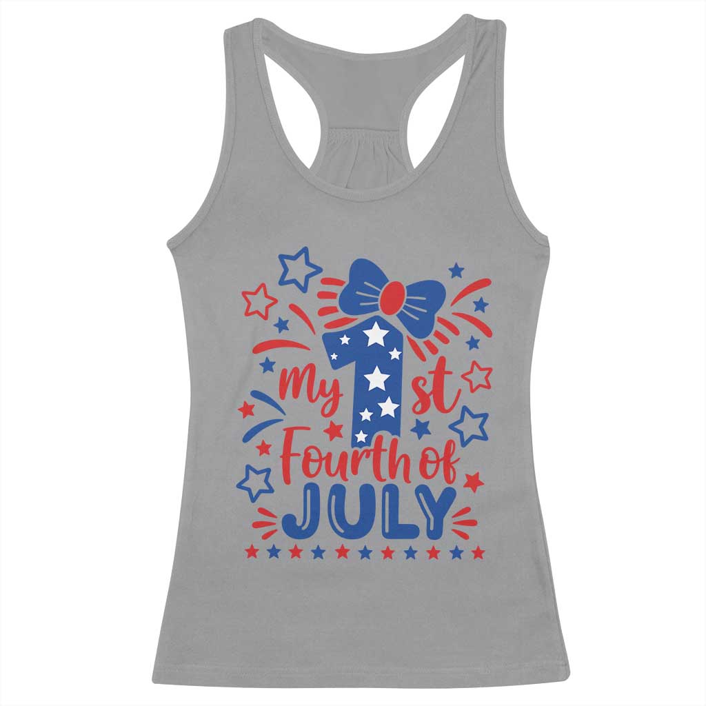 My 1st Fourth of July Patriotic Star Bow Racerback Tank Top Number One Festive Holiday Independence Milestone