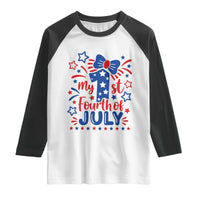 My 1st Fourth of July Patriotic Star Bow Raglan Shirt Number One Festive Holiday Independence Milestone