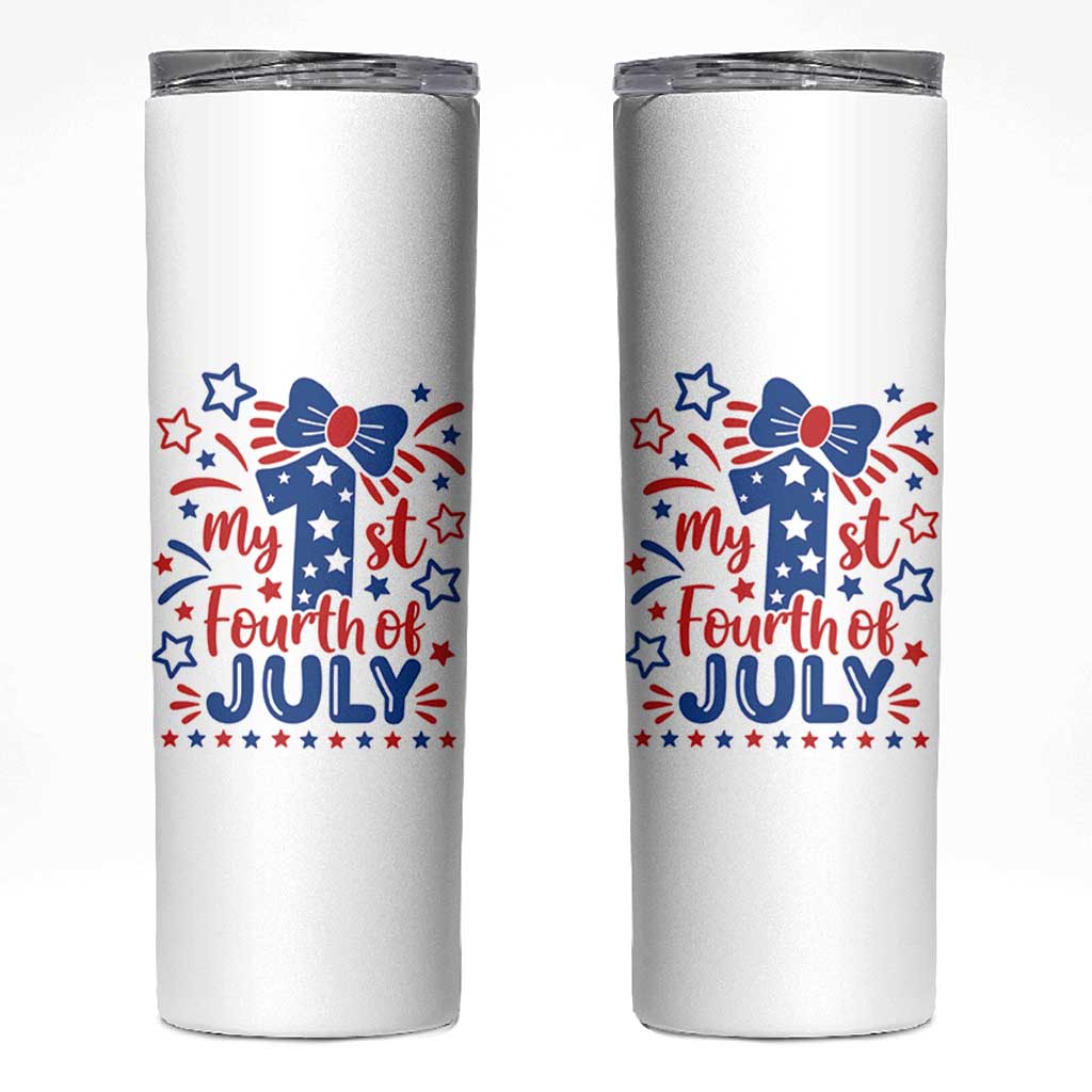 My 1st Fourth of July Patriotic Star Bow Skinny Tumbler Number One Festive Holiday Independence Milestone