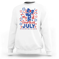 My 1st Fourth of July Patriotic Star Bow Sweatshirt Number One Festive Holiday Independence Milestone