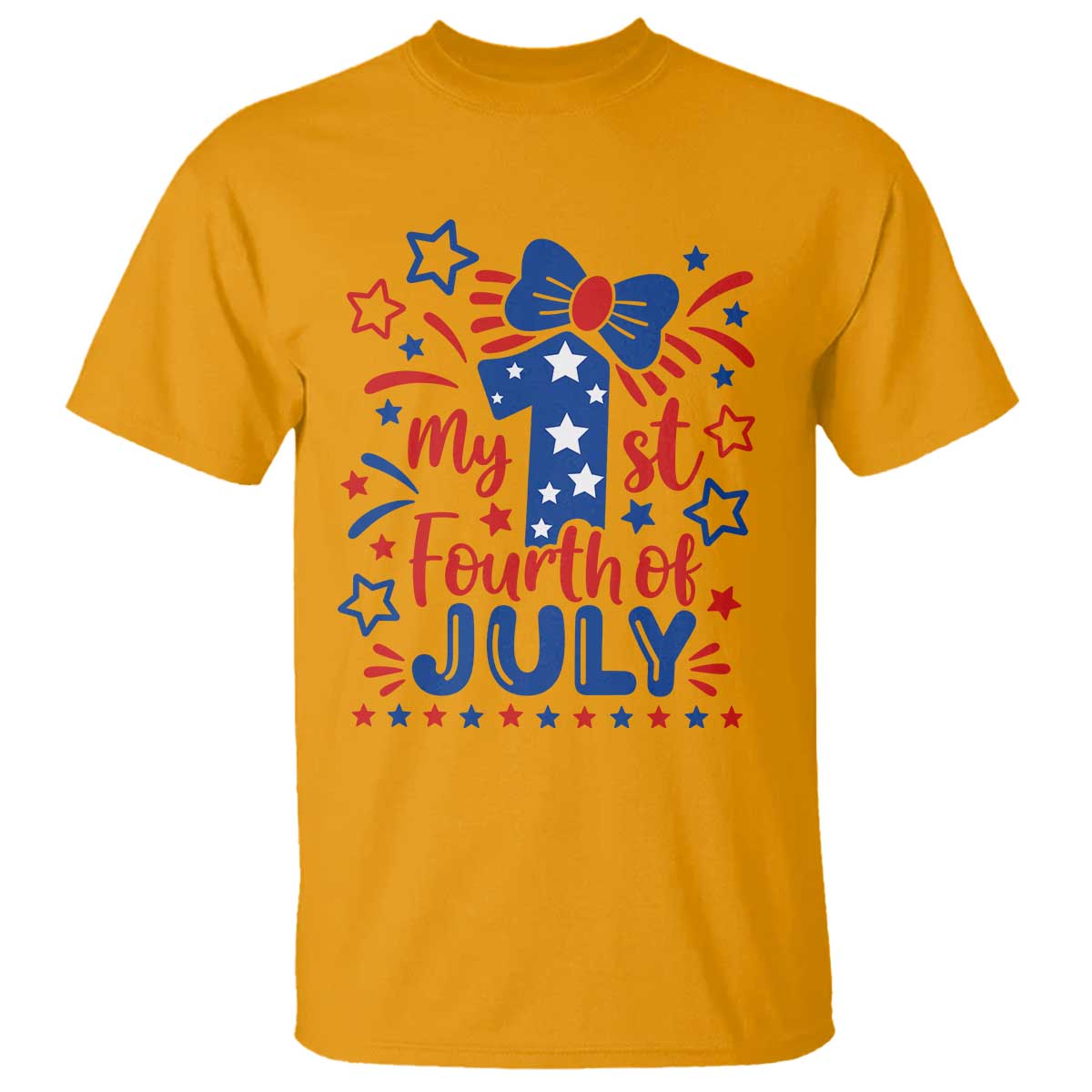 My 1st Fourth of July Patriotic Star Bow T Shirt Number One Festive Holiday Independence Milestone