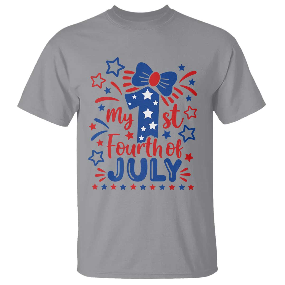My 1st Fourth of July Patriotic Star Bow T Shirt Number One Festive Holiday Independence Milestone