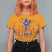 My 1st Fourth of July Patriotic Star Bow T Shirt For Women Number One Festive Holiday Independence Milestone