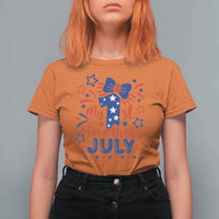 My 1st Fourth of July Patriotic Star Bow T Shirt For Women Number One Festive Holiday Independence Milestone