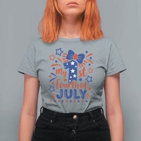 My 1st Fourth of July Patriotic Star Bow T Shirt For Women Number One Festive Holiday Independence Milestone