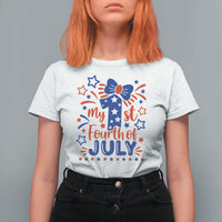 My 1st Fourth of July Patriotic Star Bow T Shirt For Women Number One Festive Holiday Independence Milestone
