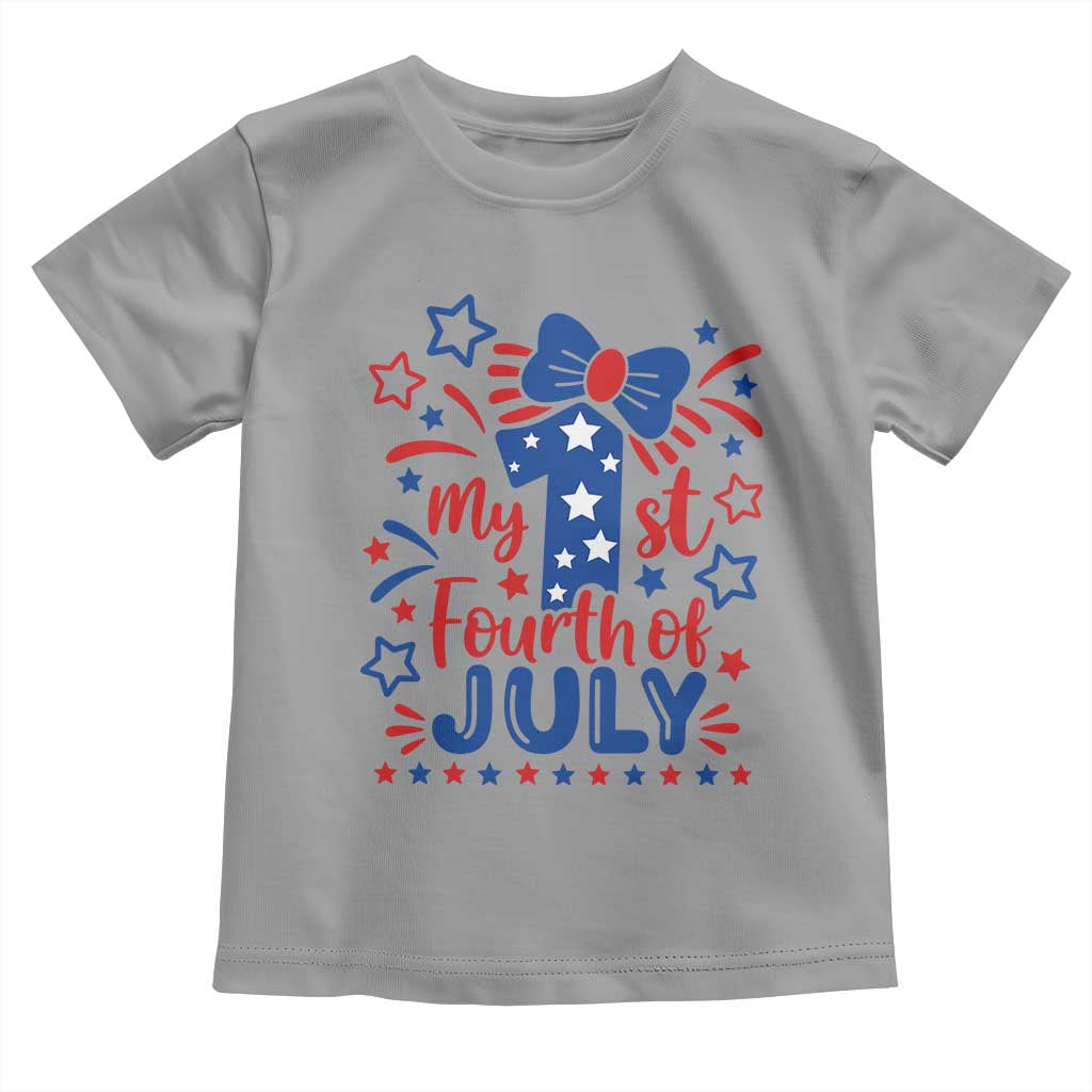 My 1st Fourth of July Patriotic Star Bow Toddler T Shirt Number One Festive Holiday Independence Milestone
