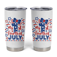 My 1st Fourth of July Patriotic Star Bow Tumbler Cup Number One Festive Holiday Independence Milestone