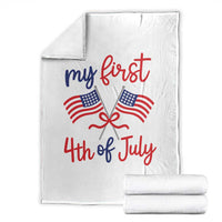 My First 4th of July Crossed American Flags Bow Throw Blanket Patriotic Baby Girl Holiday Milestone