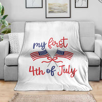 My First 4th of July Crossed American Flags Bow Throw Blanket Patriotic Baby Girl Holiday Milestone