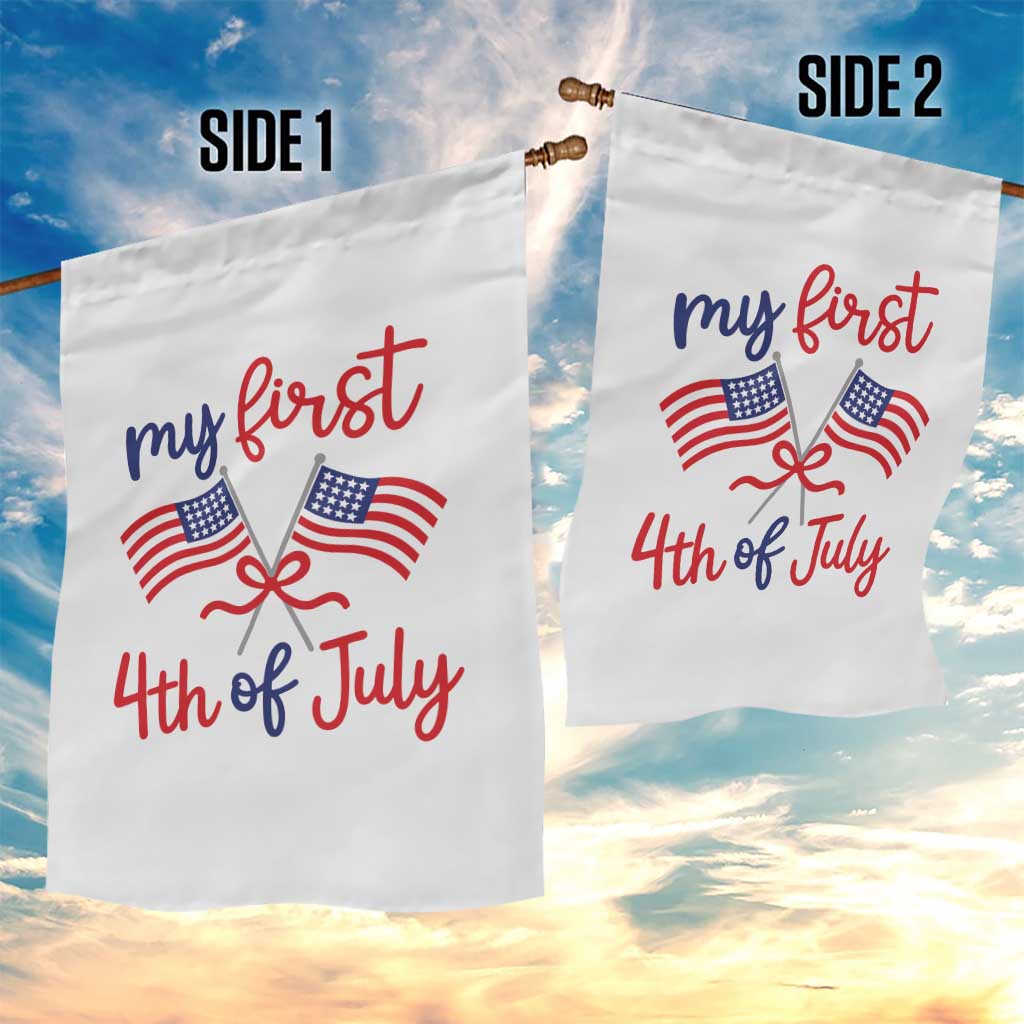 My First 4th of July Crossed American Flags Bow Garden Flag Patriotic Baby Girl Holiday Milestone