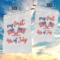 My First 4th of July Crossed American Flags Bow Garden Flag Patriotic Baby Girl Holiday Milestone
