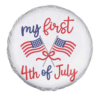 My First 4th of July Crossed American Flags Bow Spare Tire Cover Patriotic Baby Girl Holiday Milestone