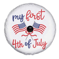 My First 4th of July Crossed American Flags Bow Spare Tire Cover Patriotic Baby Girl Holiday Milestone