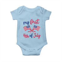 My First 4th of July Crossed American Flags Bow Baby Onesie Patriotic Baby Girl Holiday Milestone