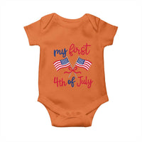 My First 4th of July Crossed American Flags Bow Baby Onesie Patriotic Baby Girl Holiday Milestone
