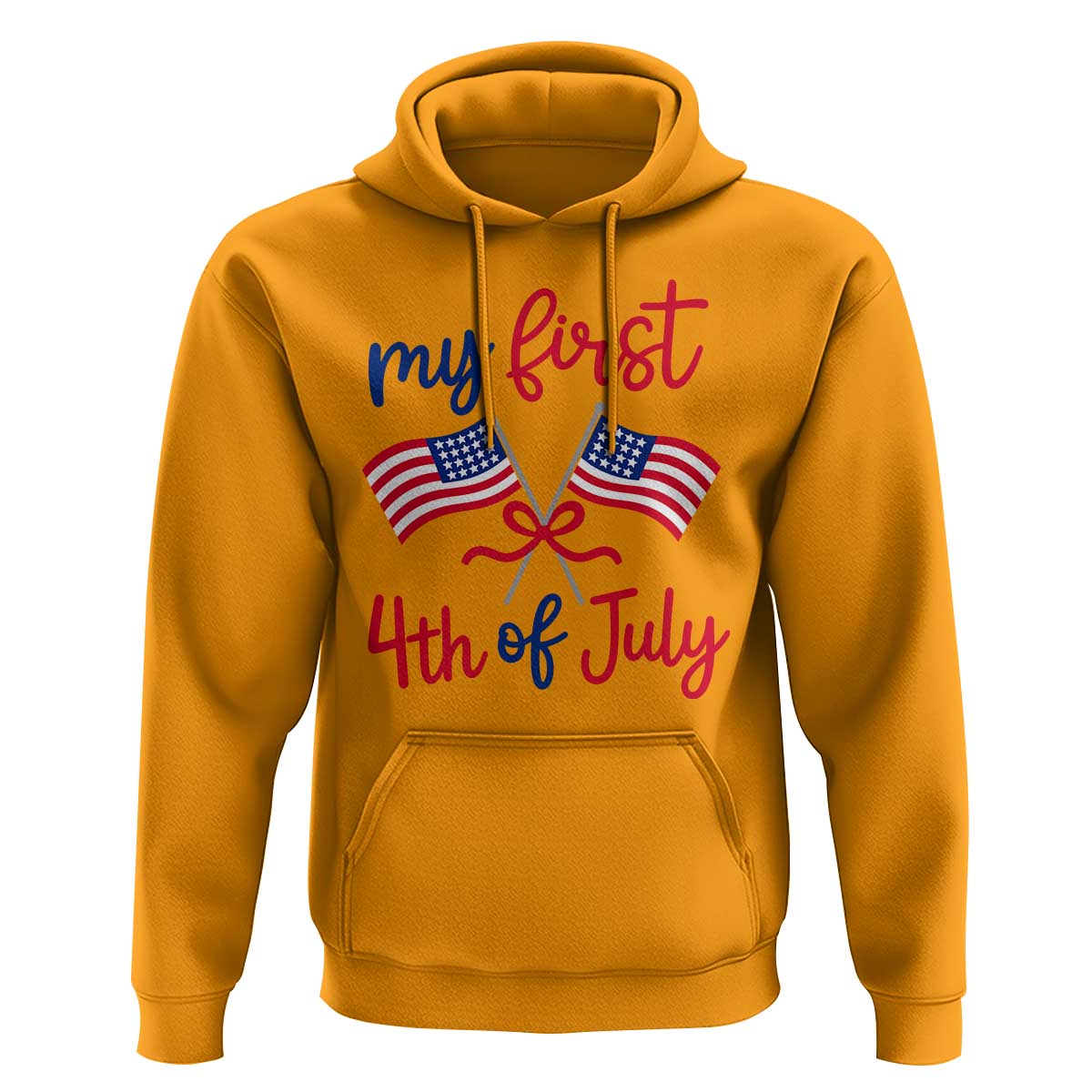 My First 4th of July Crossed American Flags Bow Hoodie Patriotic Baby Girl Holiday Milestone