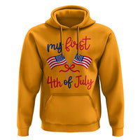My First 4th of July Crossed American Flags Bow Hoodie Patriotic Baby Girl Holiday Milestone