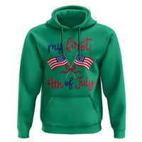 My First 4th of July Crossed American Flags Bow Hoodie Patriotic Baby Girl Holiday Milestone