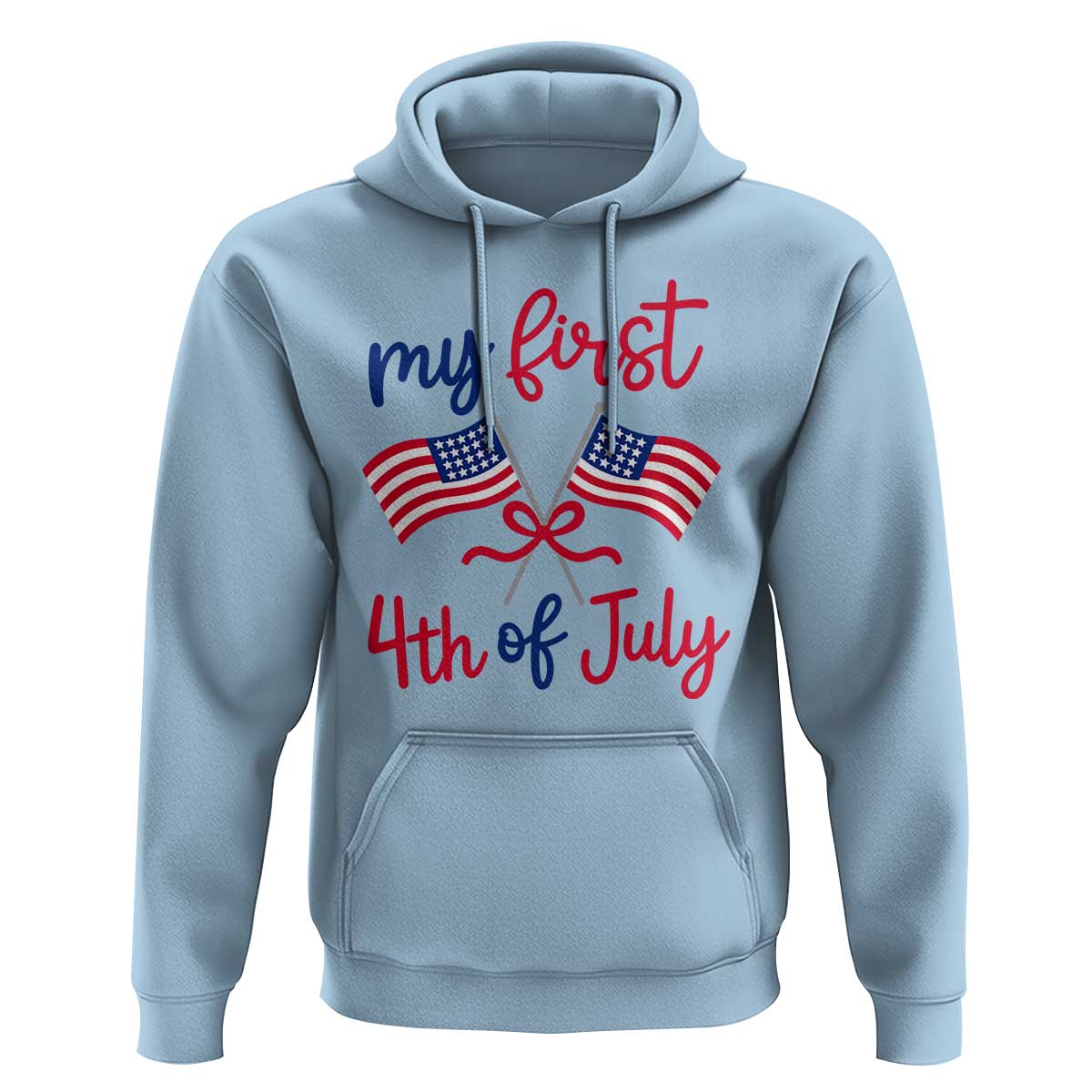 My First 4th of July Crossed American Flags Bow Hoodie Patriotic Baby Girl Holiday Milestone