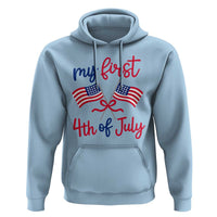 My First 4th of July Crossed American Flags Bow Hoodie Patriotic Baby Girl Holiday Milestone