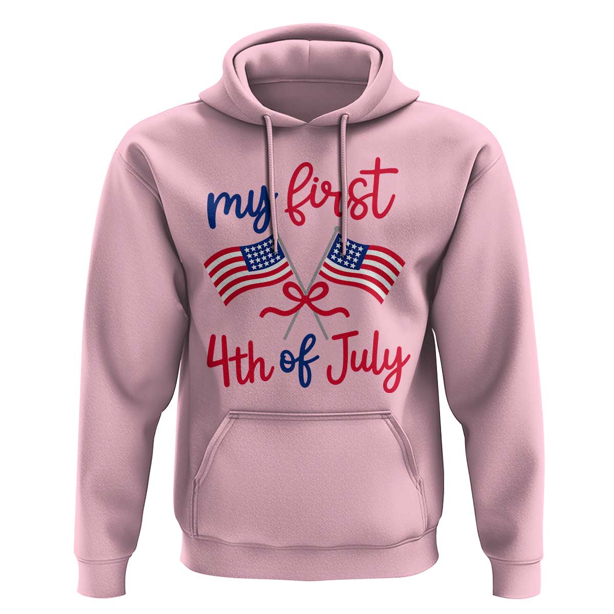 My First 4th of July Crossed American Flags Bow Hoodie Patriotic Baby Girl Holiday Milestone