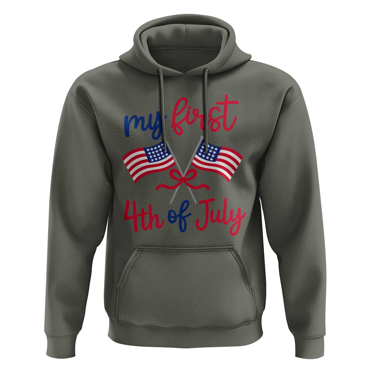 My First 4th of July Crossed American Flags Bow Hoodie Patriotic Baby Girl Holiday Milestone