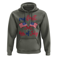 My First 4th of July Crossed American Flags Bow Hoodie Patriotic Baby Girl Holiday Milestone