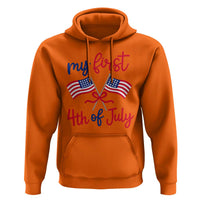 My First 4th of July Crossed American Flags Bow Hoodie Patriotic Baby Girl Holiday Milestone