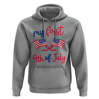 My First 4th of July Crossed American Flags Bow Hoodie Patriotic Baby Girl Holiday Milestone