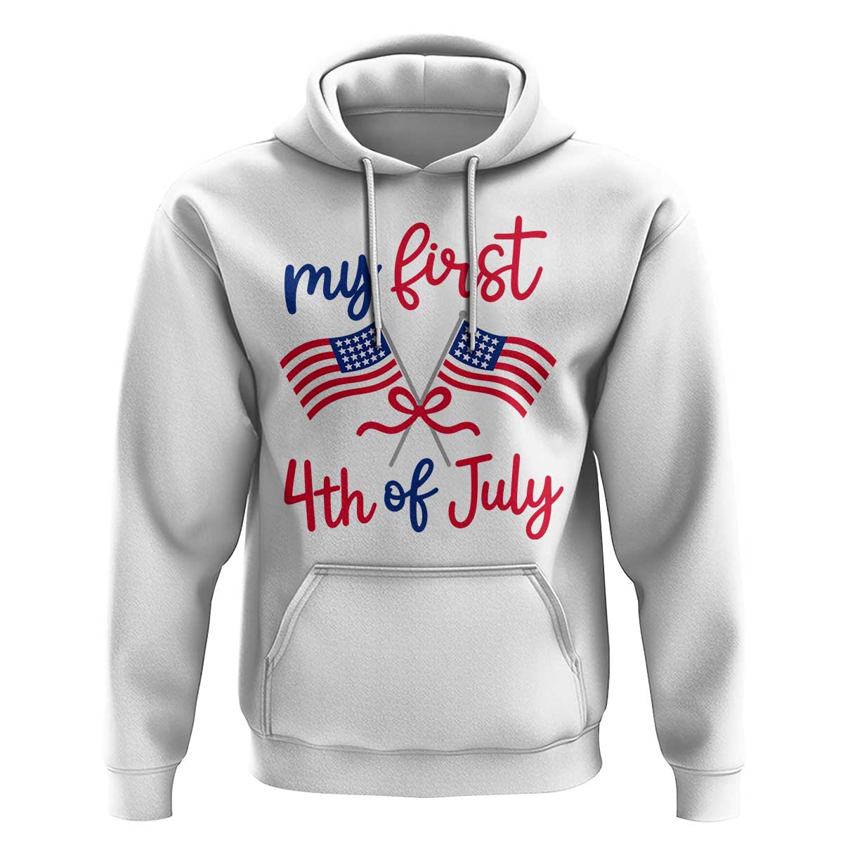 My First 4th of July Crossed American Flags Bow Hoodie Patriotic Baby Girl Holiday Milestone