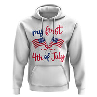 My First 4th of July Crossed American Flags Bow Hoodie Patriotic Baby Girl Holiday Milestone