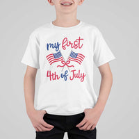 My First 4th of July Crossed American Flags Bow T Shirt For Kid Patriotic Baby Girl Holiday Milestone