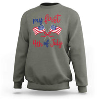 My First 4th of July Crossed American Flags Bow Sweatshirt Patriotic Baby Girl Holiday Milestone