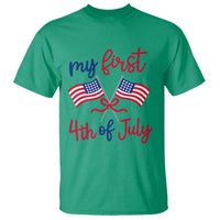 My First 4th of July Crossed American Flags Bow T Shirt Patriotic Baby Girl Holiday Milestone